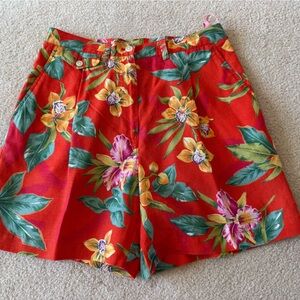 Ralph Lauren linenVibrant Floral Red Shorts 8